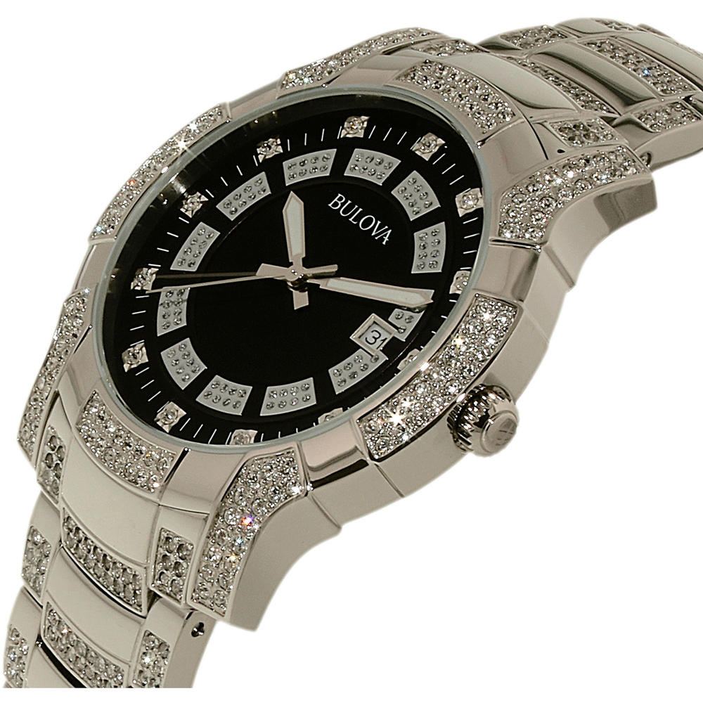 Bulova 96B176 Men's Crystal Silver Stainless Steel Quartz Watch