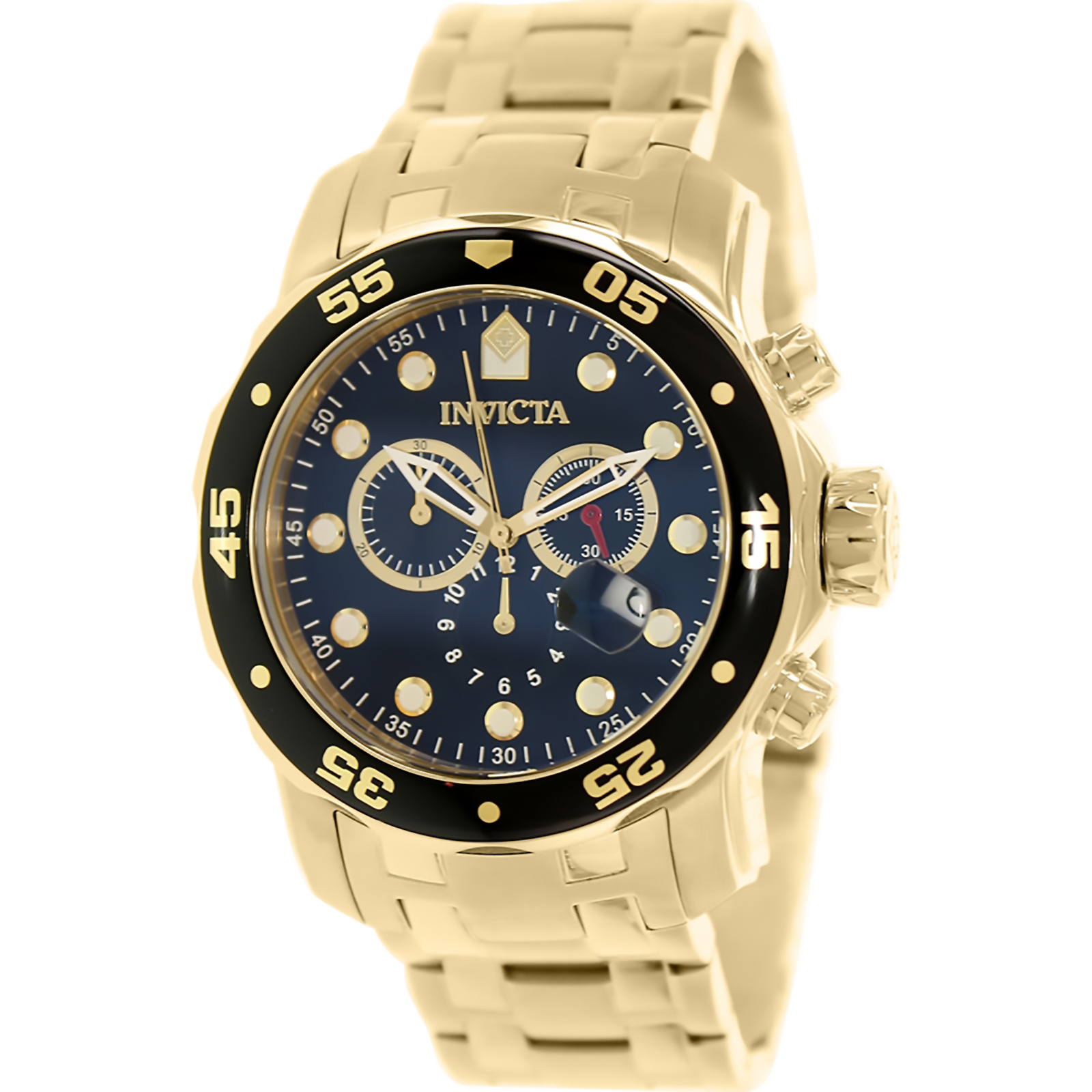 Invicta 0072 Men s Pro Diver Stainless Steel Chronograph Watch Black and Gold