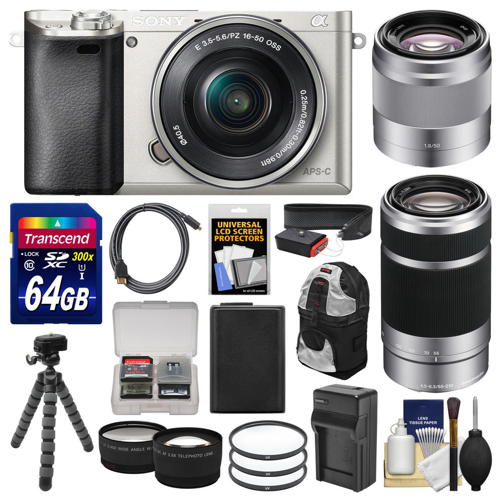 Sony ILCE6000LSKIT90606 24.3MP  A6000 Alpha Digital Camera with Lens Bundle and Accessories