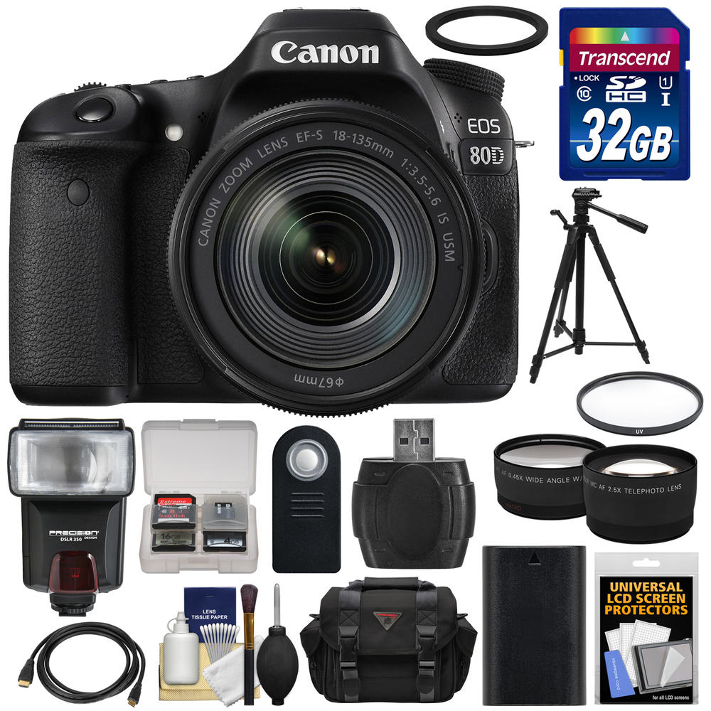 Canon 1263C006KIT92543 24.2MP 1263C006 EOS 80D DSLR Camera Bundle with Lens