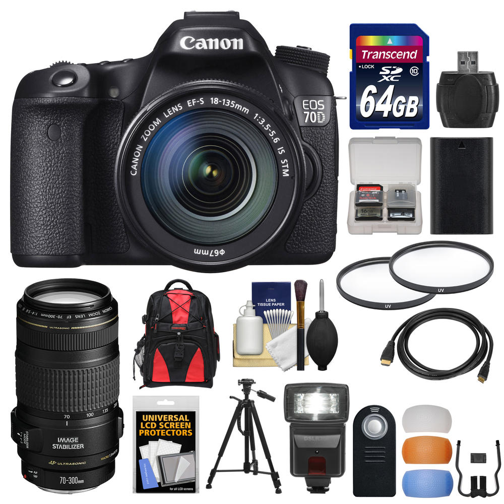 Canon 8469B016KIT79192 20.2MP EOS 70D DIGIC 5+ Image Processor Camera with Lens Bundle and Accessories
