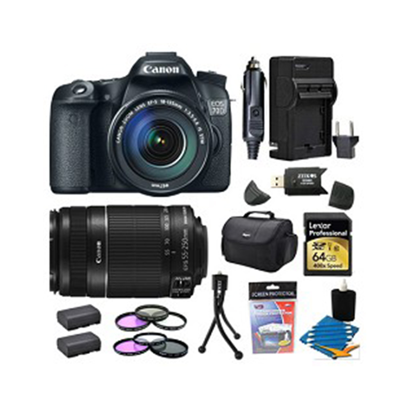 Canon E5CNEOS70D18135 20.2MP EOS 70D DIGIC 5+ Image Processor DSLR Camera with Accessories