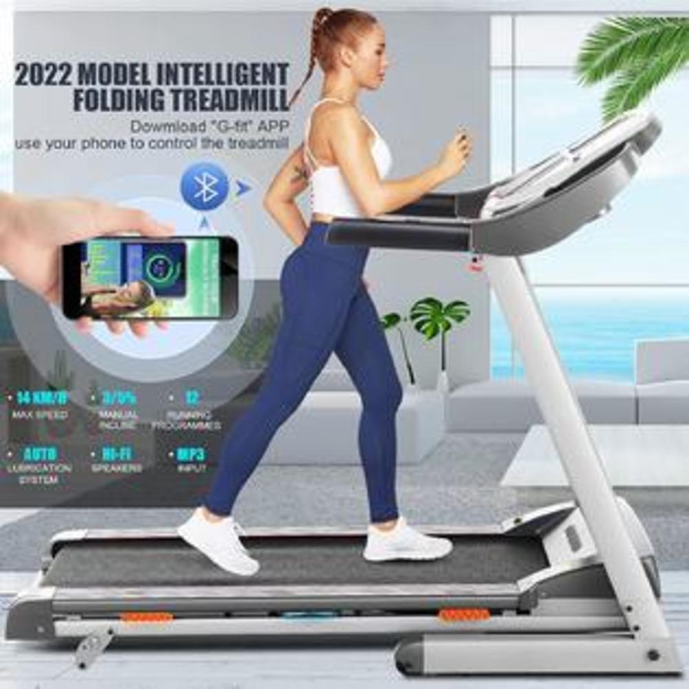 CAROM 3.0 HP 5% Incline Electric Treadmill, 9 MPH Folding Treadmill with App Control, LCD, Pulse Monitor for Walking Running Wor