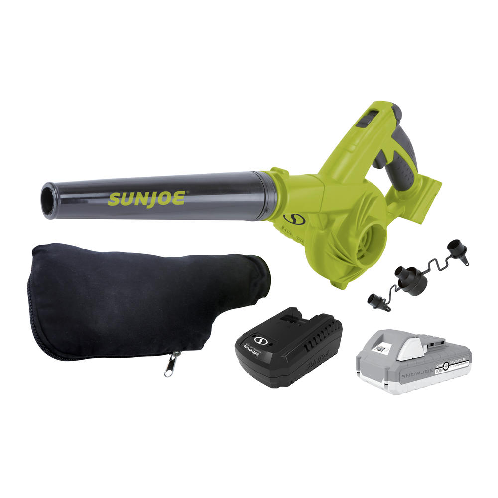 Sun Joe 24V-WSB-LTE 24-Volt iON+ Workshop BlowerVacuum Kit | W/ 2.0-Ah Battery, Charger, and 2 x Dust Bags