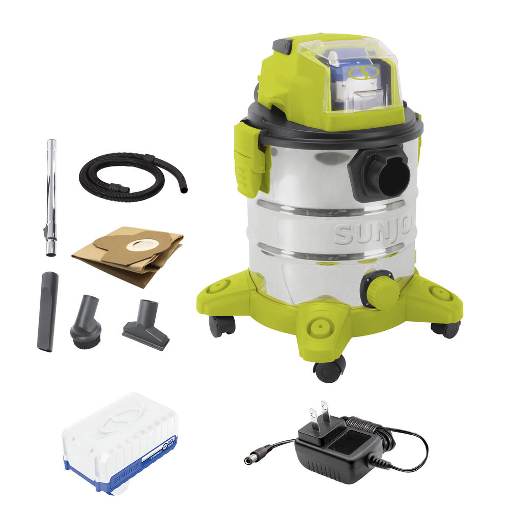 Sun Joe 24V iON+ 5.3gal. Cordless Portable Wet/Dry Vacuum Kit w/ 4.0Ah Battery and Charger