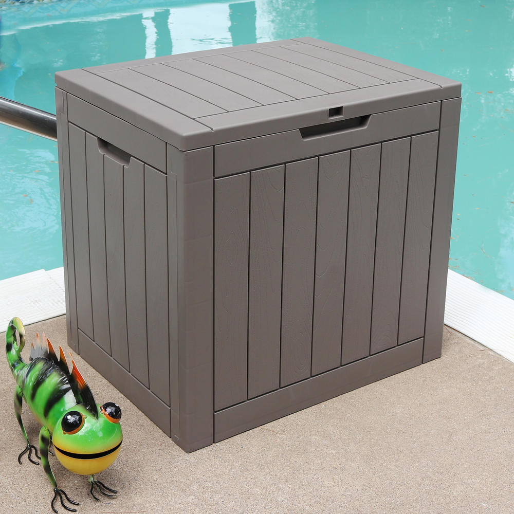 Sunnydaze Decor 32gal. Small Deck Box with Storage and Lockable Lid - Driftwood
