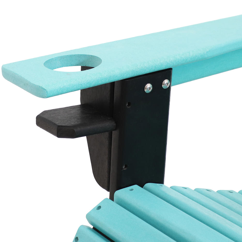 Sunnydaze Decor All-Weather Outdoor Adirondack Chair with Drink Holder - Turquoise/Black