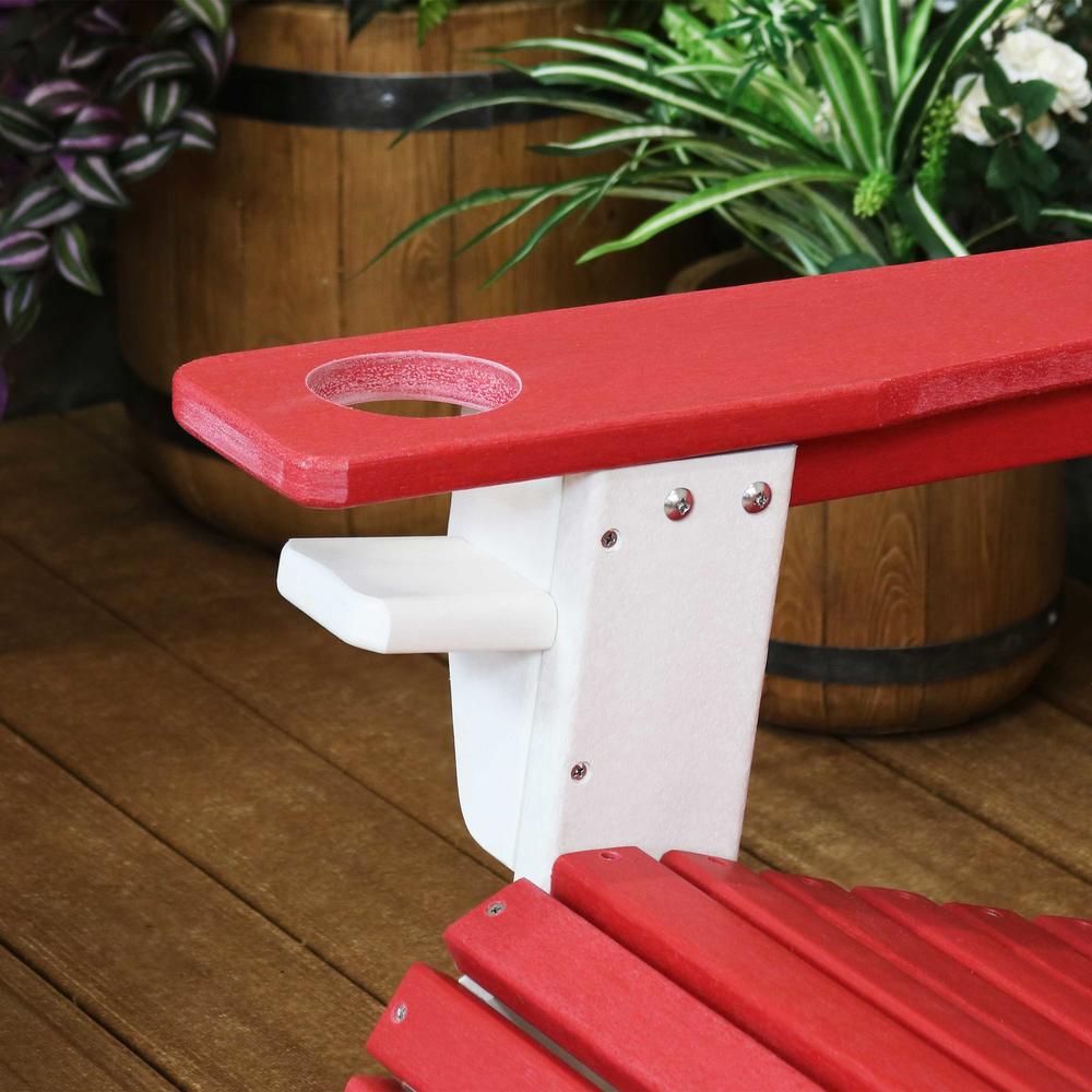 Sunnydaze Decor Set of 2 All-Weather Adirondack Chair with Drink Holder - Red/White