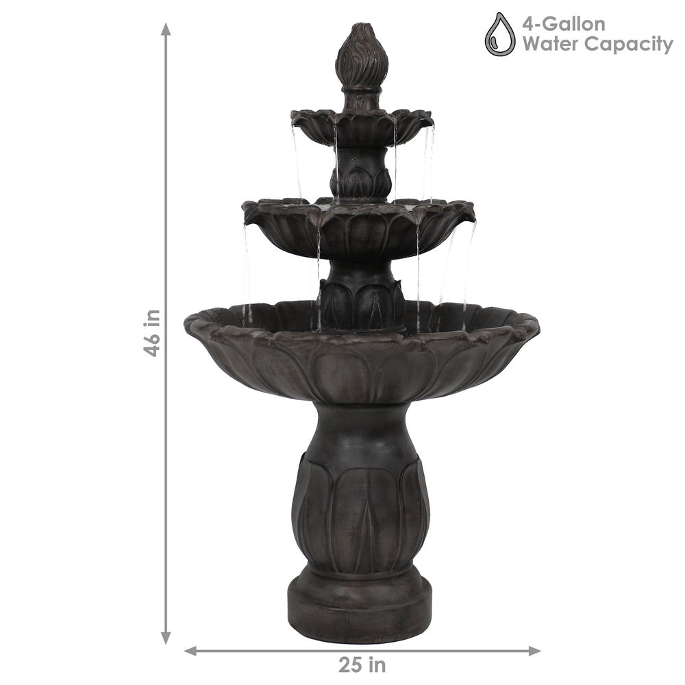 Sunnydaze Decor 46" 3-Tier Classic Tulip Outdoor Water Fountain