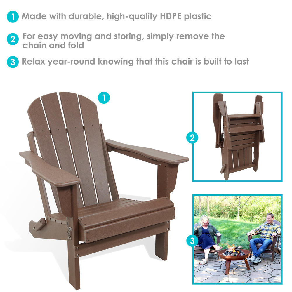 Sunnydaze Decor 2pc. Foldable Adirondack Chair - Brown
