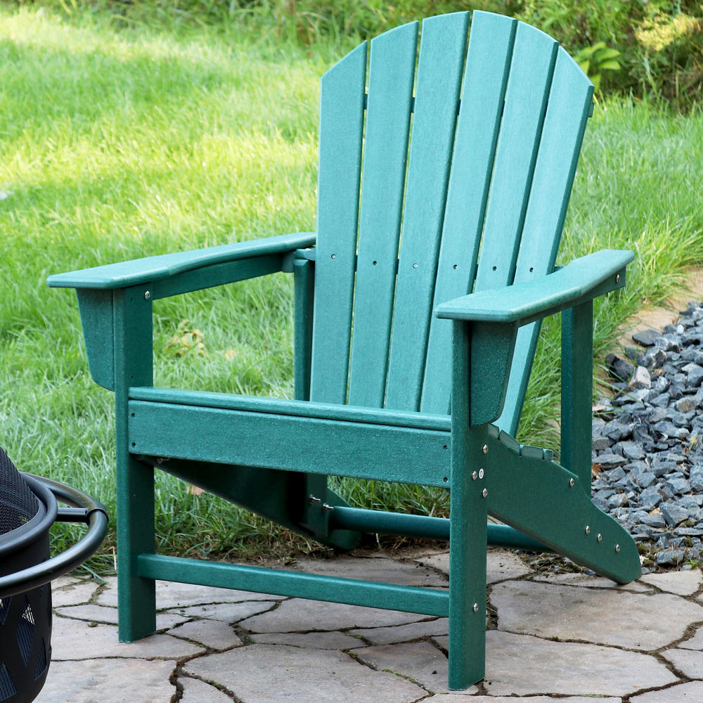 Sunnydaze Decor Set of 2 Upright, All-Weather 38.25" H Adirondack Chair - Green