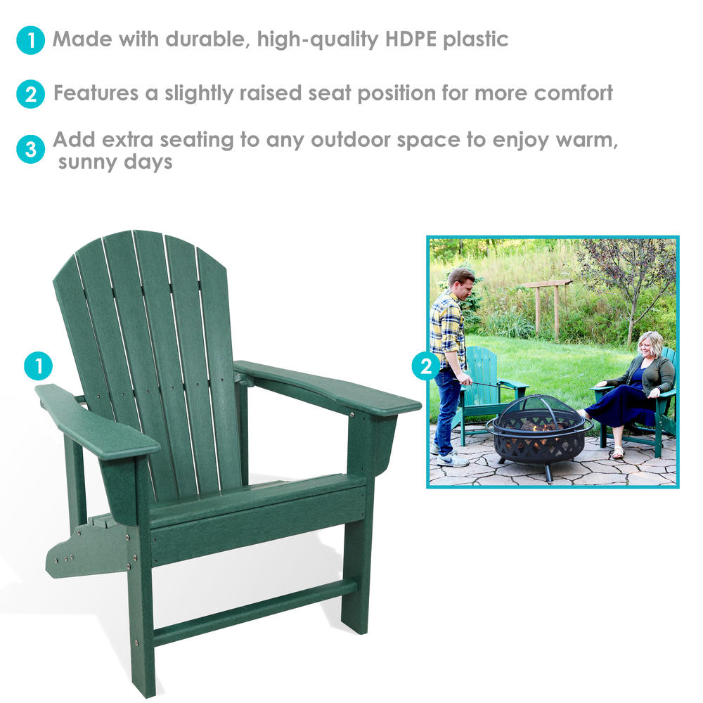 Sunnydaze Decor Set of 2 Upright, All-Weather 38.25" H Adirondack Chair - Green