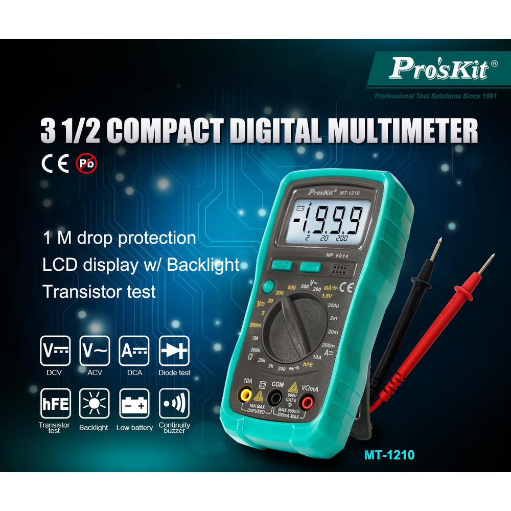 Eclipse 3-1/2 digits 1999 Counts Compact Digital Multimeter with ...