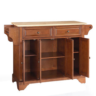 crosley lafayette island natural wood kitchen cherry classic zoom