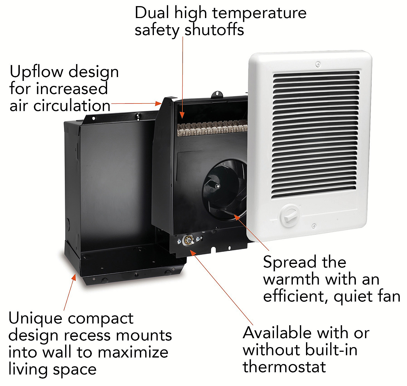 CADET CSC151TW  Com-Pak Plus Series 1,500 Watt Wall Insert Electric Fan Heater
