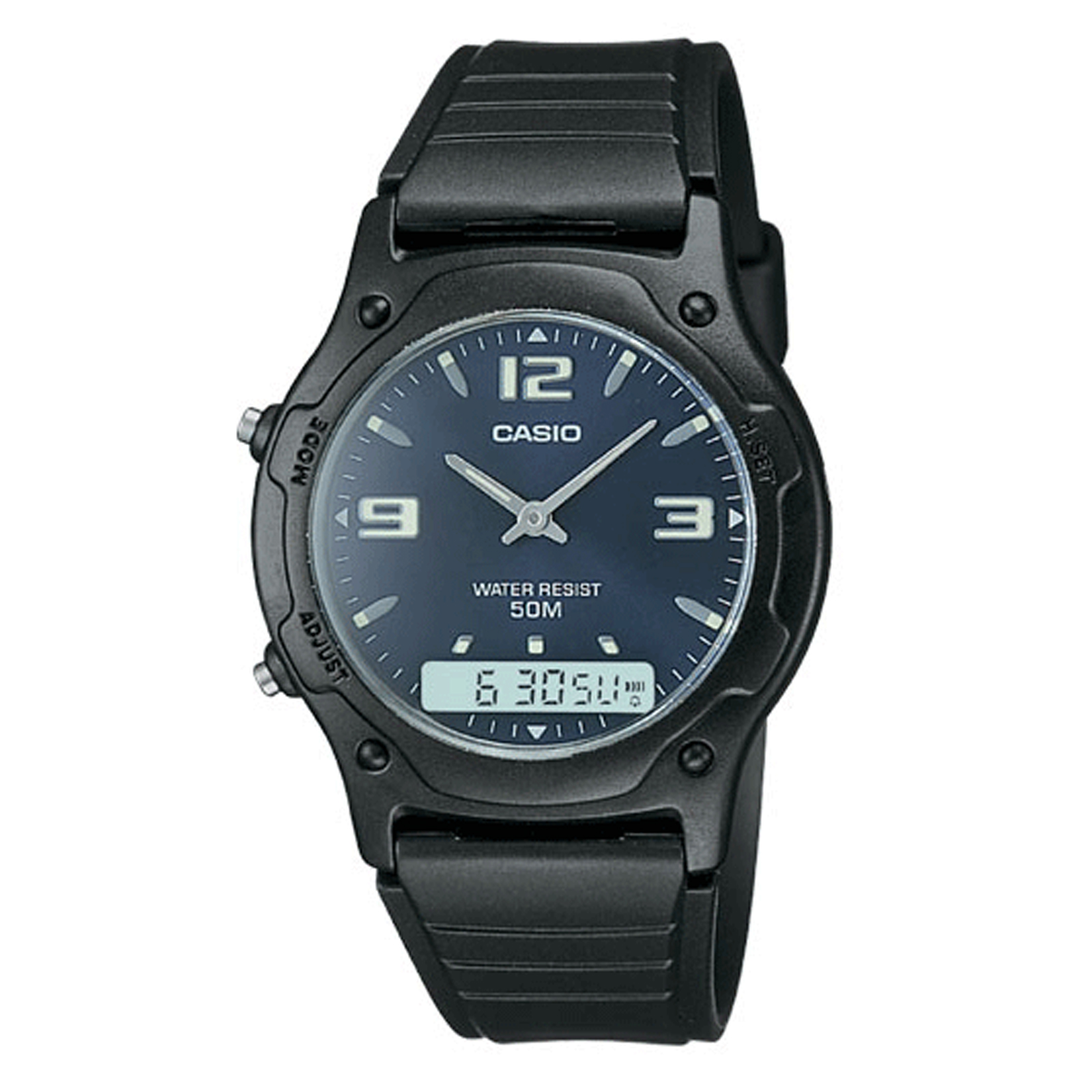 Casio Men's Resin Analog-Digital Dual Time Watch - Black