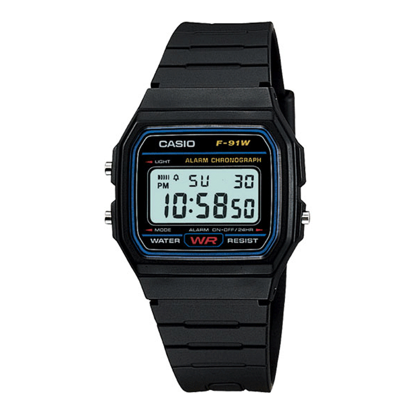 Casio F91W1 Classic Retro Rectangle Resin Case Digital Watch - Black