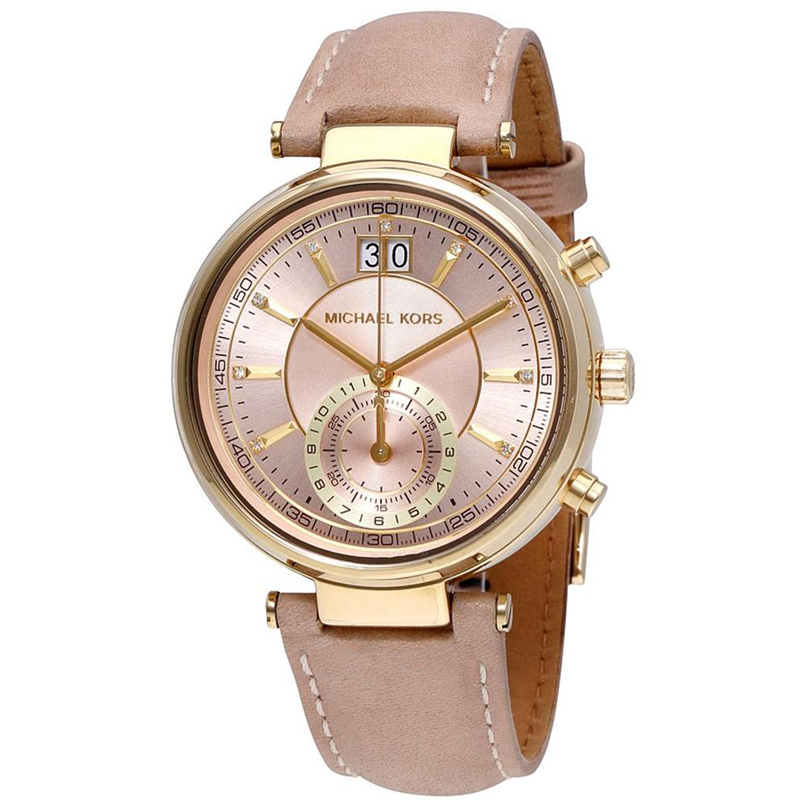 michael kors rose gold leather watch