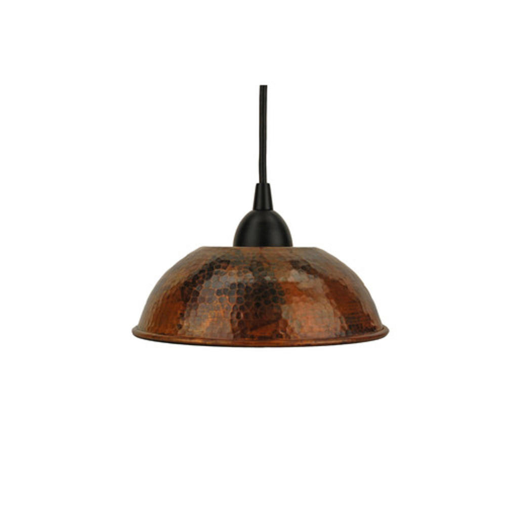 Premier Copper Products Copper Hand-Hammered Dome Pendant Light - Dark Brown