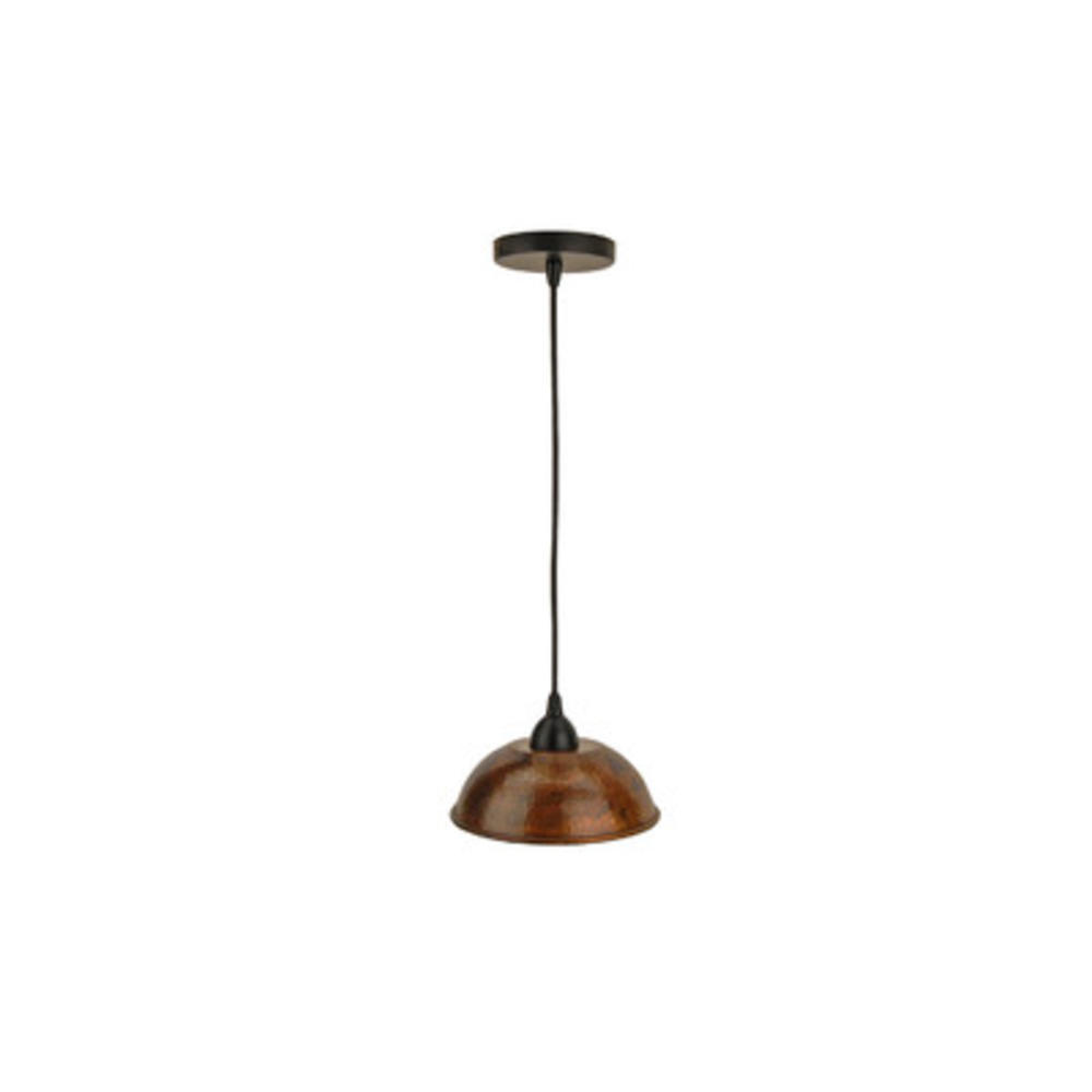Premier Copper Products Copper Hand-Hammered Dome Pendant Light - Dark Brown