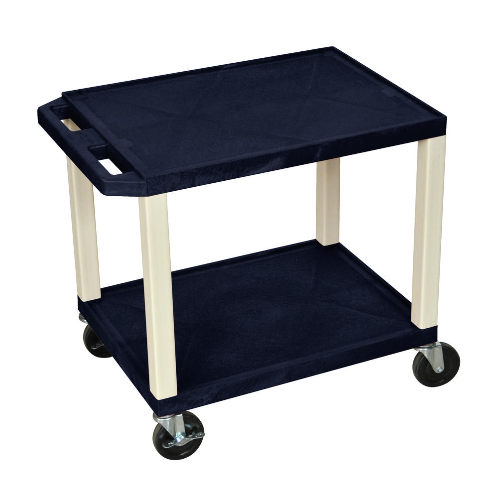 Luxor OFX-65308-LX Offex 26"" A/V Cart - Two Shelves Navy with Putty Legs