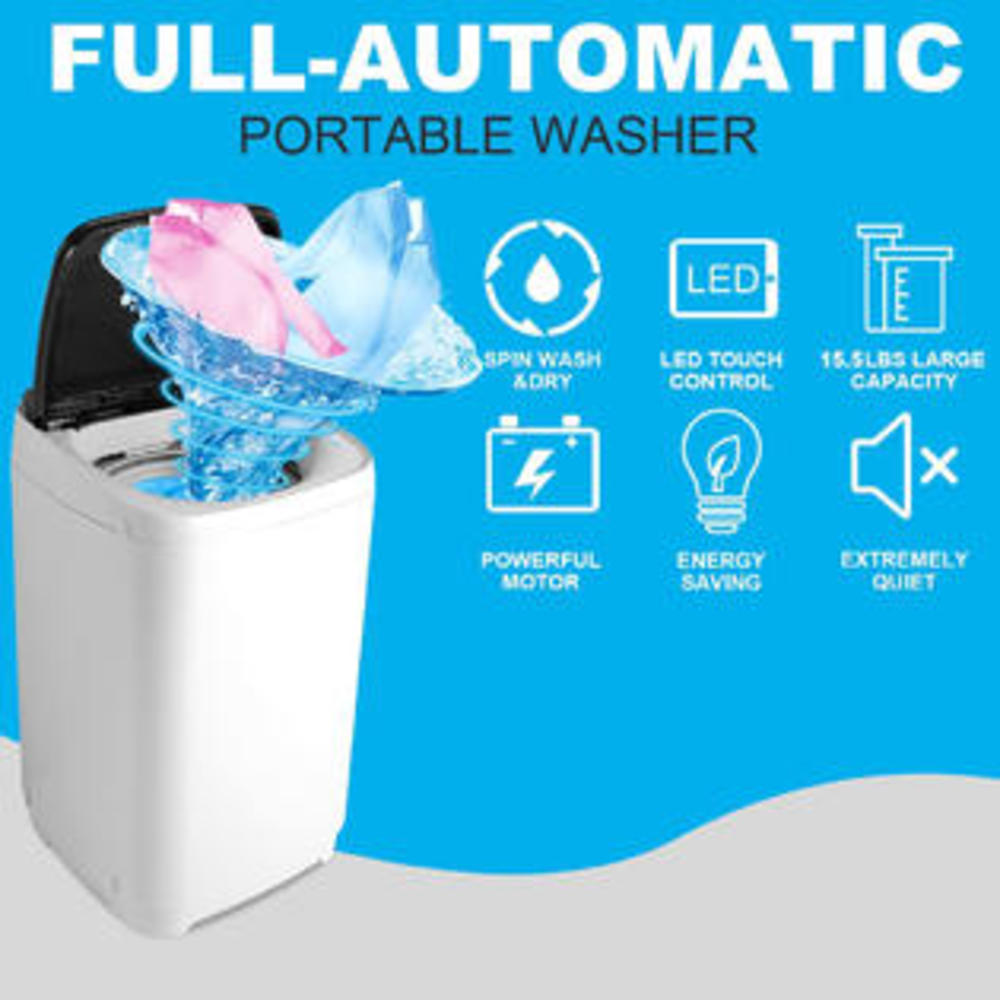 Nictemaw AMB005472_2 Portable Full-Automatic Washer,17.6LBs Capacity Washer w/Drain Pump&Faucet Adapter,10 Wash Programs/8 Water