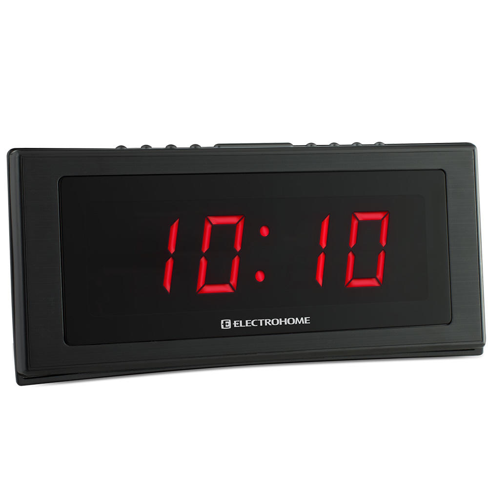 Electrohome EAAC302  1.8” Jumbo LED Alarm Clock Radio with Battery Backup, Auto Time Set, Digital AM/FM Tuner & Dual Alarm