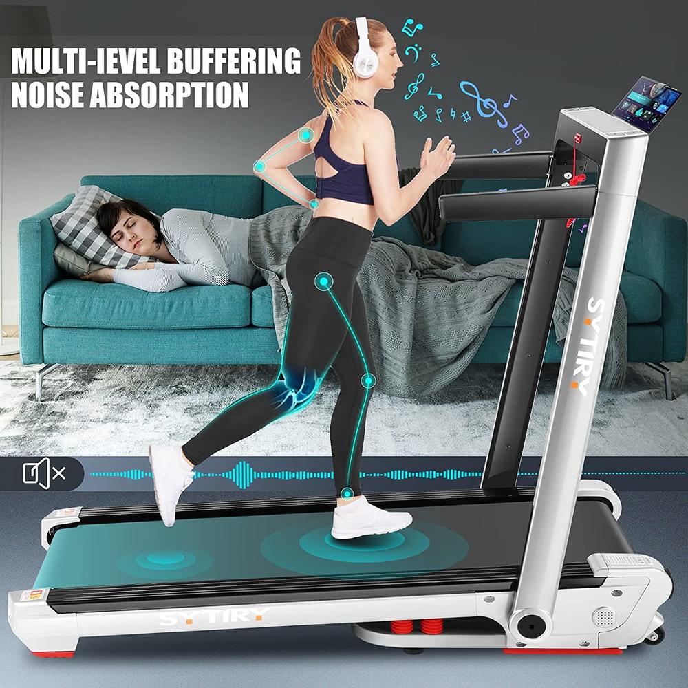Ancheer Portable Folding Treadmill W/LCD Monitor&Pulse Grip&12 Preset Programs,Compact Walking Jogging Exercise Machine, No Inst