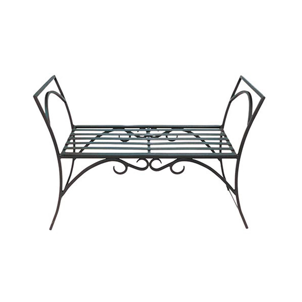 ACHLA Designs Wrought Iron Backless Arbor Bench - Black