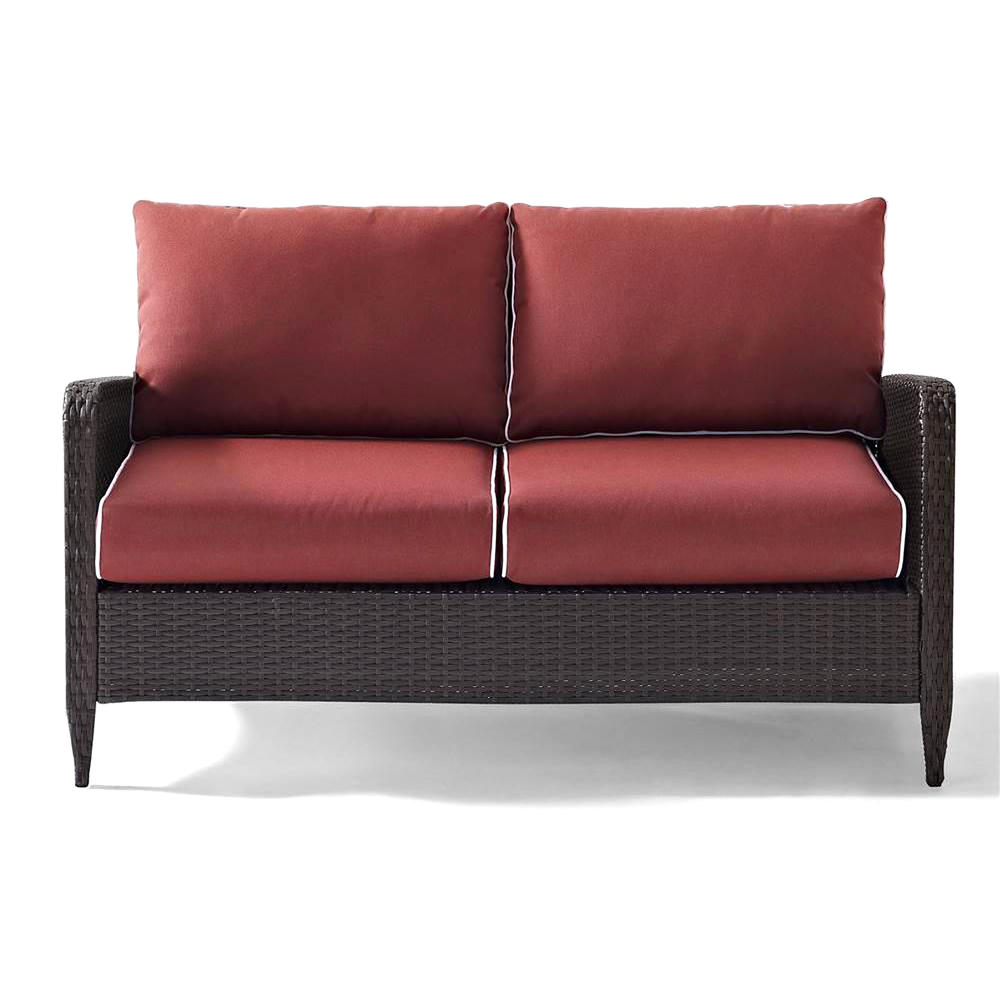 Crosley Furniture Kiawah Outdoor Resin Wicker Patio Loveseat - Sangria Cushions
