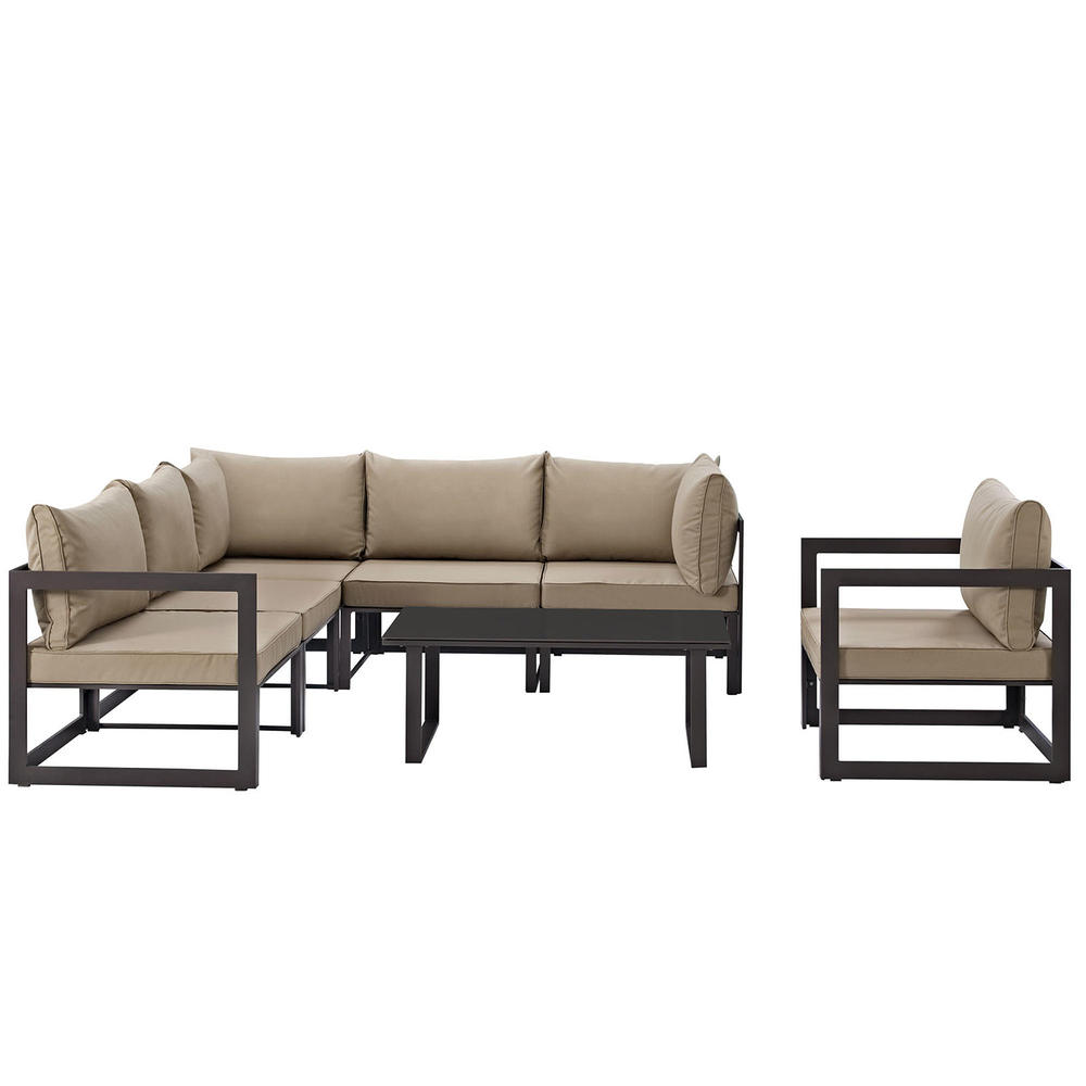 America Luxury Modern Urban Contemporary 7pc. Outdoor Sectional Sofa Set