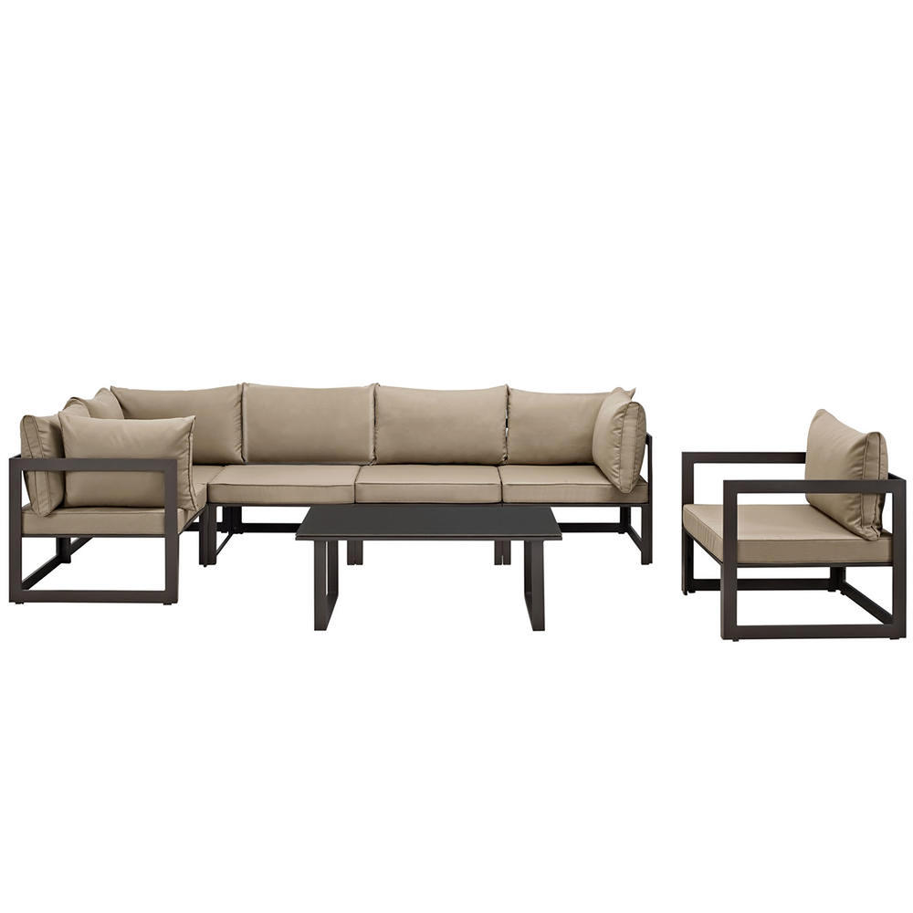 America Luxury Modern Urban Contemporary 7pc. Outdoor Sectional Sofa Set