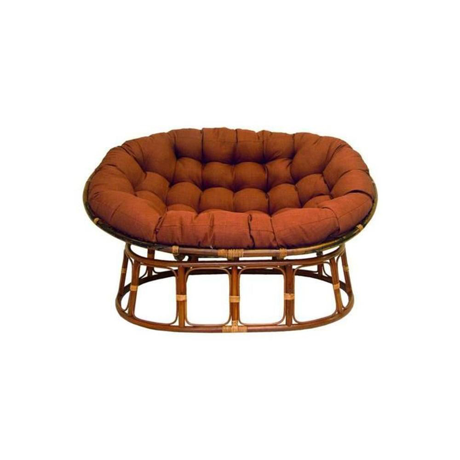 International Caravan Double Papasan Rattan Chair with Fabric Cushion - Cinnamon