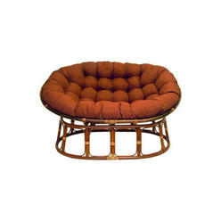 International Caravan 3304-REO-SOL-06 65 in. Rattan Double Papasan Chair with Outdoor Cushion&#44; Orange