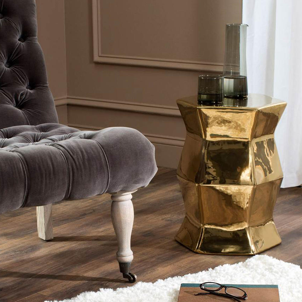 Safavieh Furniture Modern Ceramic Hexagon Garden Stool - Gold