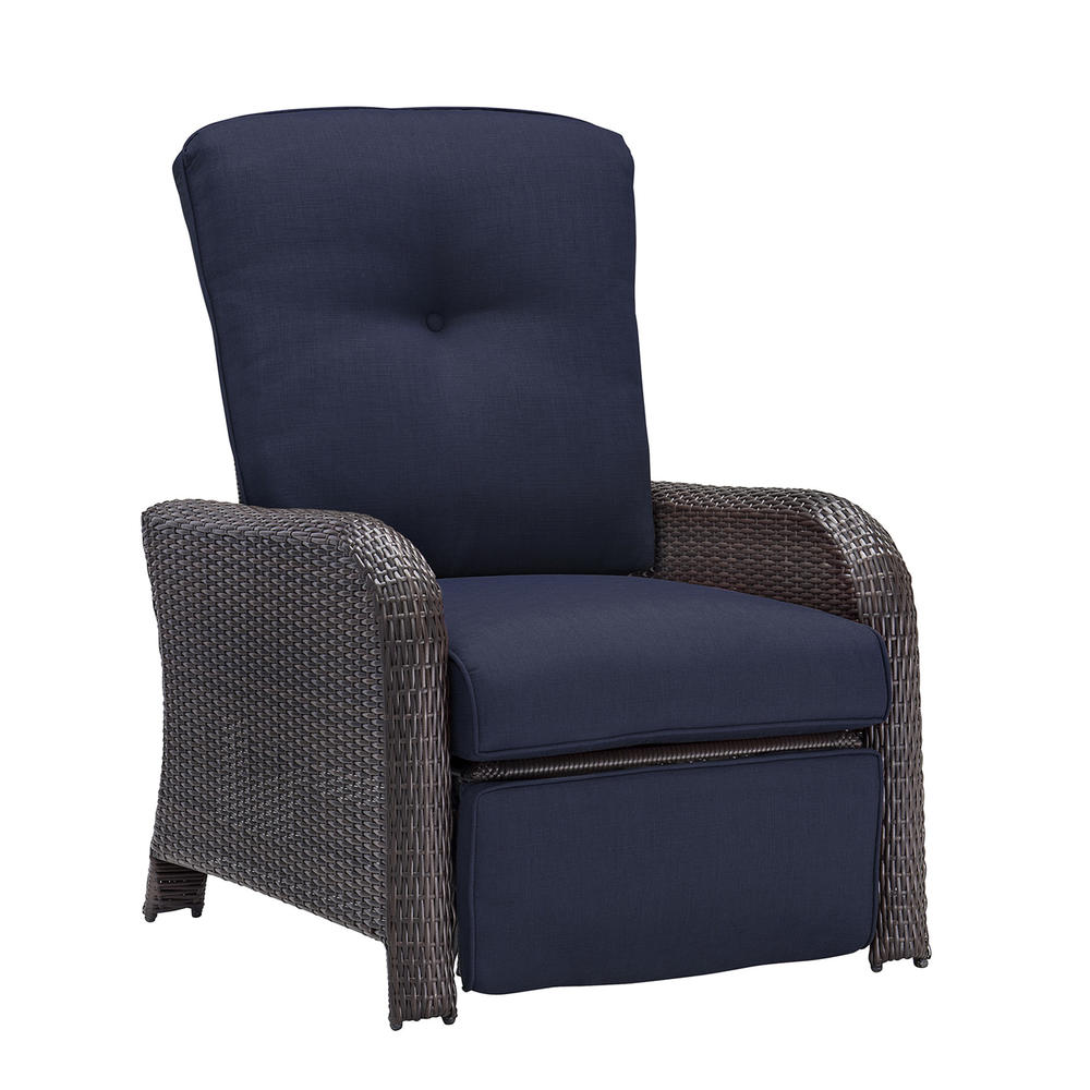 Cambridge Corolla Outdoor Resin Wicker Luxury Recliner Chair with Cushion - Navy