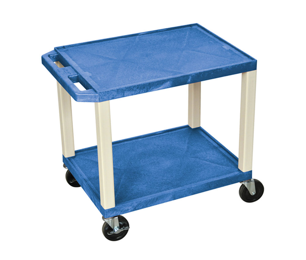 Offex  Mobile Multipurpose Storage Utility Cart with 2 Blue Shelves, Putty Leg - Electric