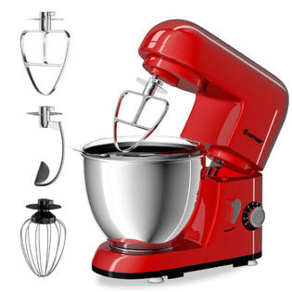 Costway HW56218RE Electric Food Stand Mixer 6 Speed 4.3Qt 550W Tilt-Head Stainless Steel Bowl New