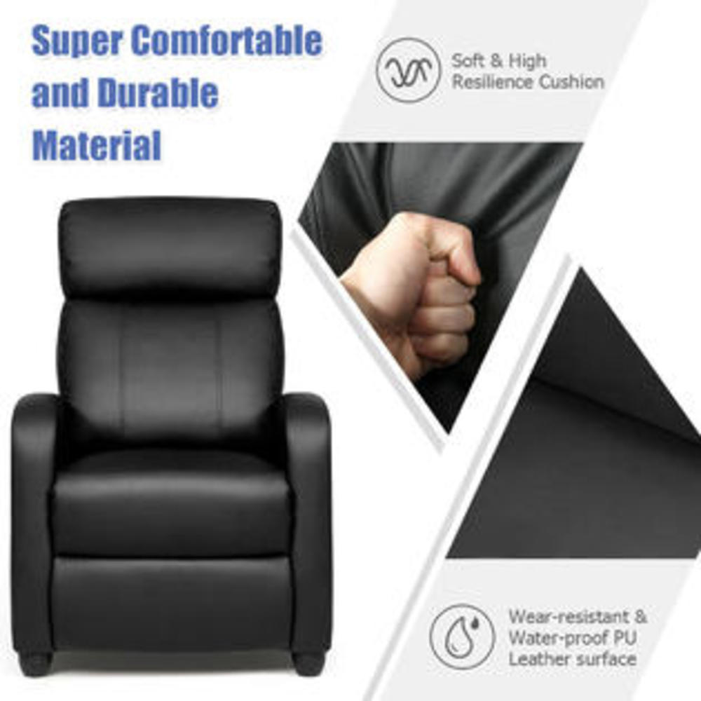 Costway Massage Recliner Chair Single Sofa PU Leather Padded Seat w/ Footrest -Black