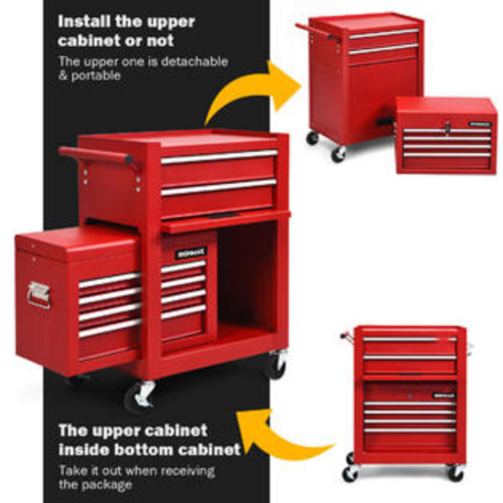Costway 6 drawer rolling tool chest storage cabinet toolbox combo