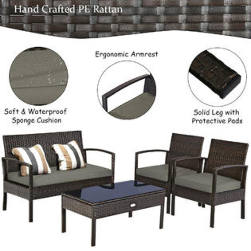 Costway 4pc. Outdoor Patio Rattan Furniture Set