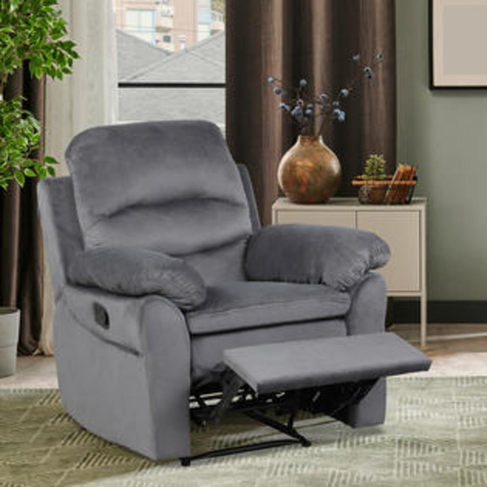 Giantex Single Sofa Recliner Chair w/ Footrest - Gray
