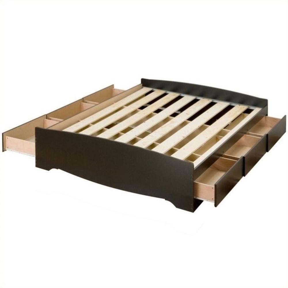 Prepac  Sonoma Black Queen Platform Storage Bed with Drawers