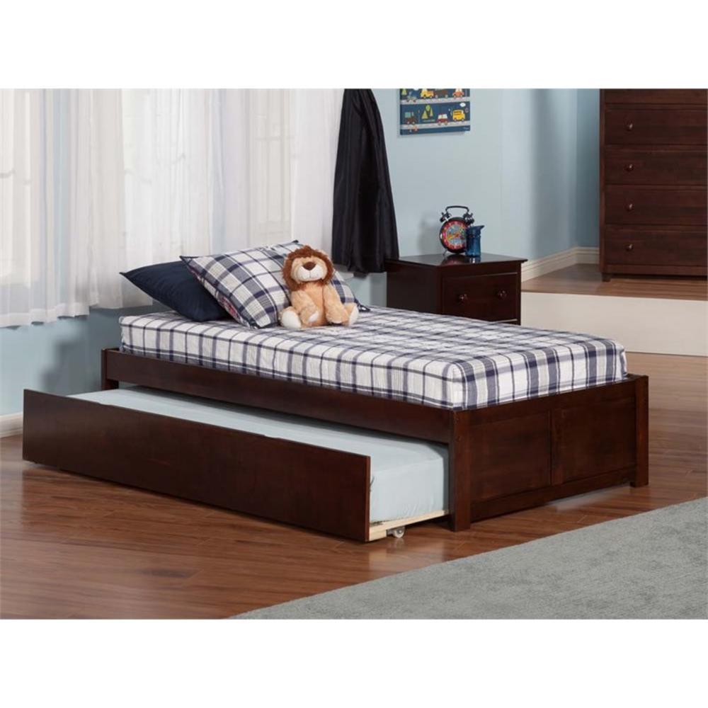 Atlantic Furniture Concord Urban Twin Trundle Platform Bed in Walnut