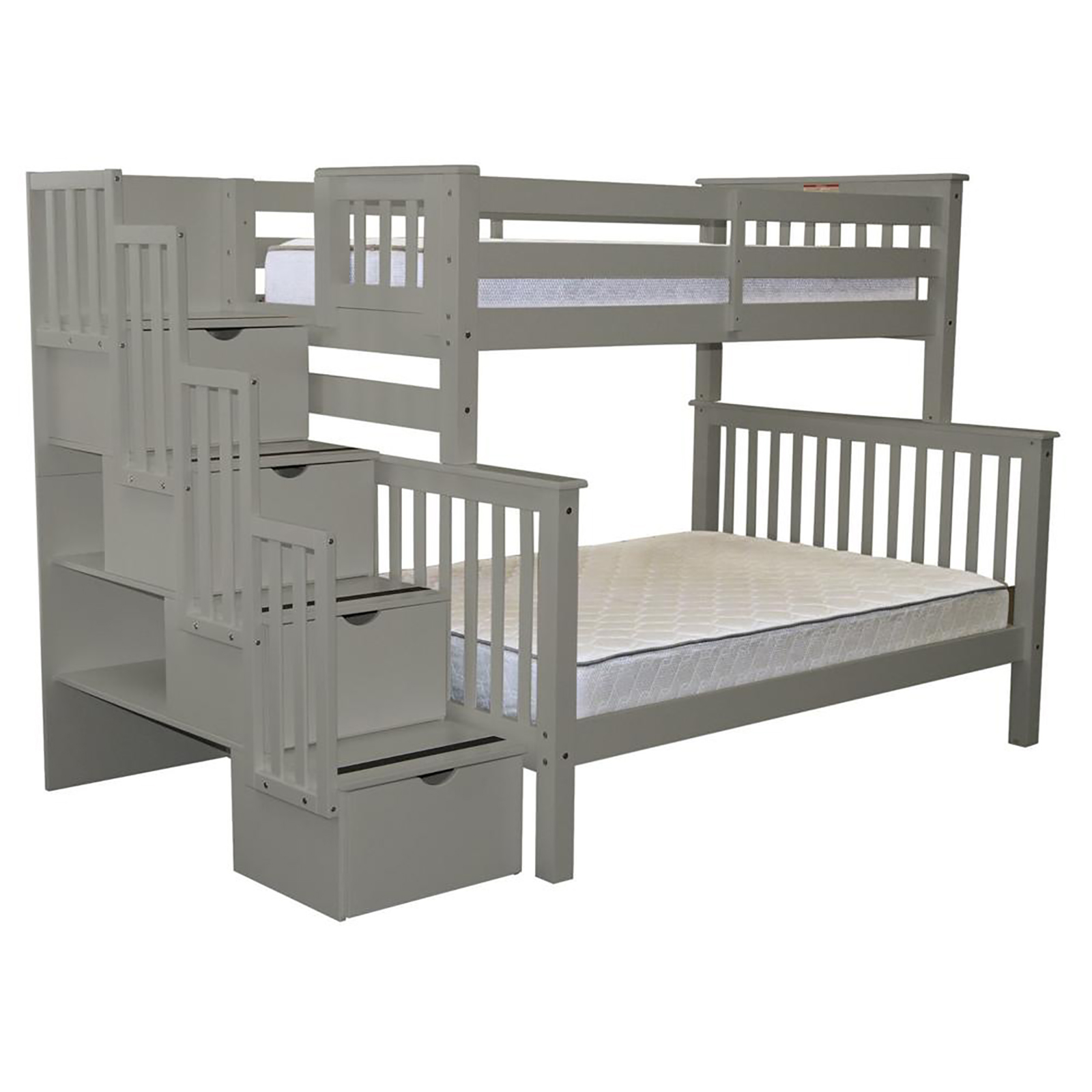 Bedz King Twin Over Full Grey Stairway, Sears Bunk Beds Full Over Full