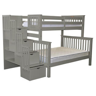 Bedz King Twin Over Full Grey Stairway, Sears Bunk Beds Full Over Bed