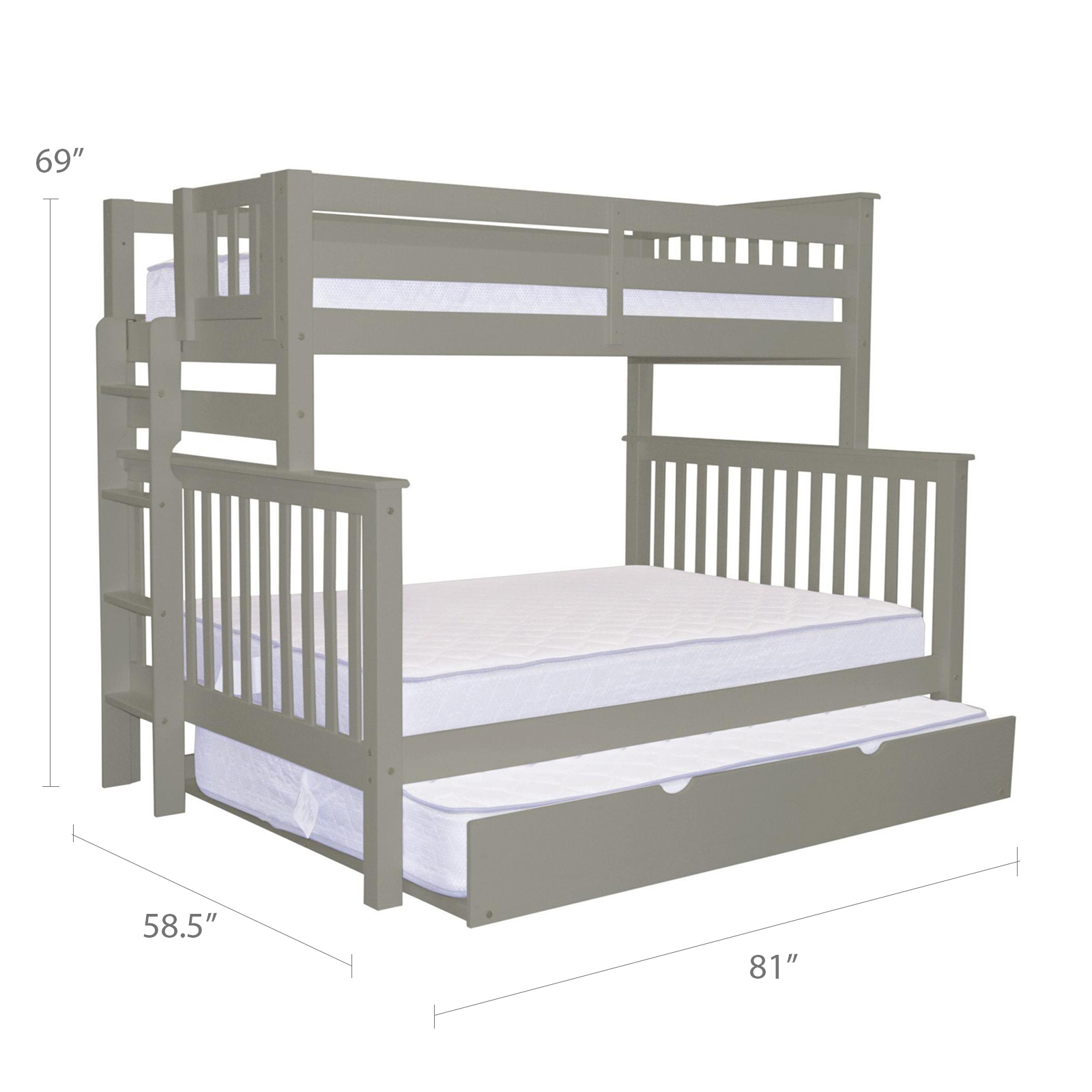 Twin Over Full Bunk Bed, Bedz King Twin Over Twin Bunk Bed With Trundle