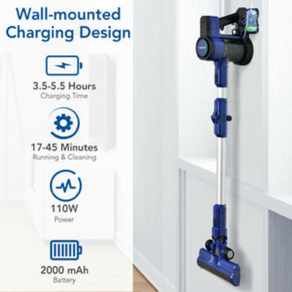 Costway GX10006US-BL 3-in-1 Cordless Stick Vacuum Cleaner - Blue