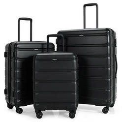Costway 3 Piece Hardshell Luggage Set Ex pandable Suitcase w/ TSA Lock & Spinner Wheels
