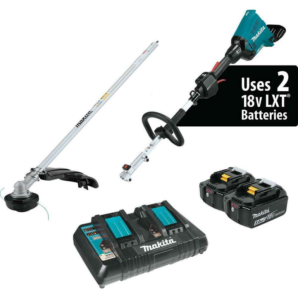 Makita XUX01M5PT  18V X2 (36V) LXT Lithium-Ion Brushless Cordless Couple Shaft Power Head Kit with 5.0Ah String Trimmer Attachme